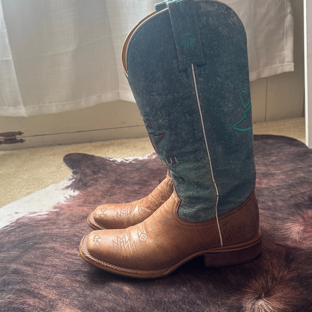Tin Haul Blue and Brown Heeled Boots - Picture 6 of 8